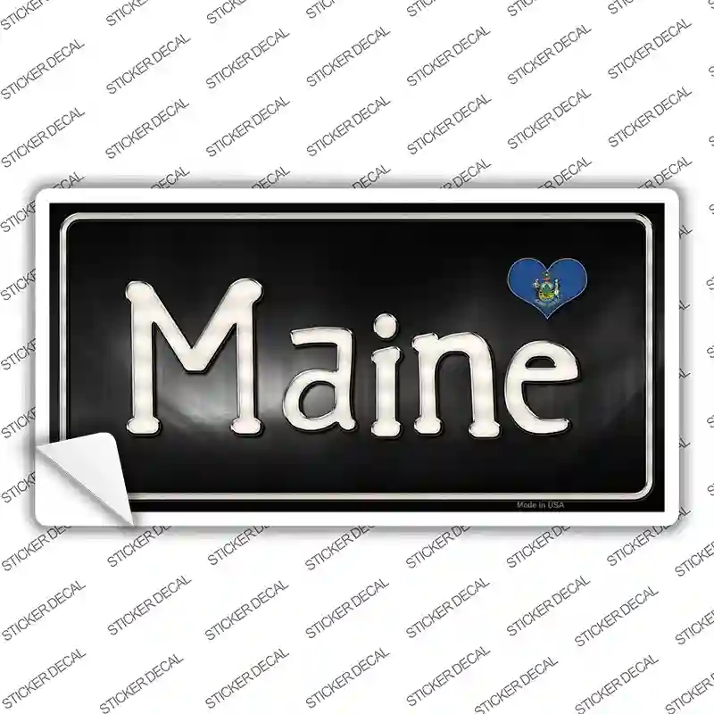 LP-9457s-S Maine Flag Script Novelty Sticker Decal - Small