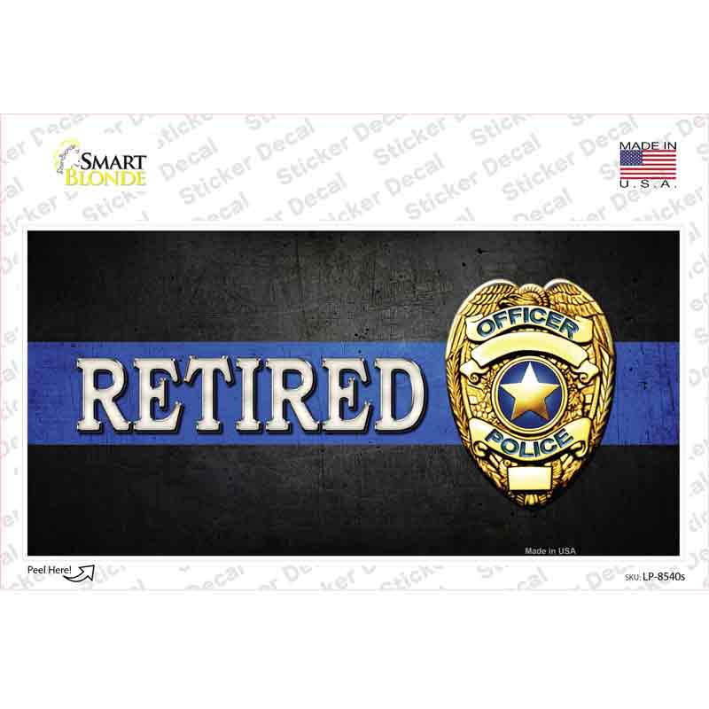 LP-8540s-M Retired Police Thin Blue Line Novelty Sticker Decal - Medium