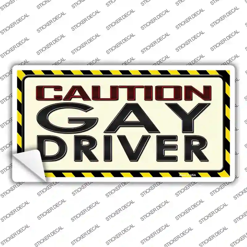LP-8553s-XL Caution Gay Driver Novelty Sticker Decal - Extra Large