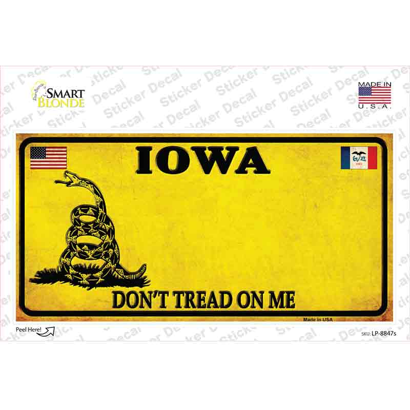 LP-8847s-M Iowa Dont Tread on Me Novelty Sticker Decal - Medium