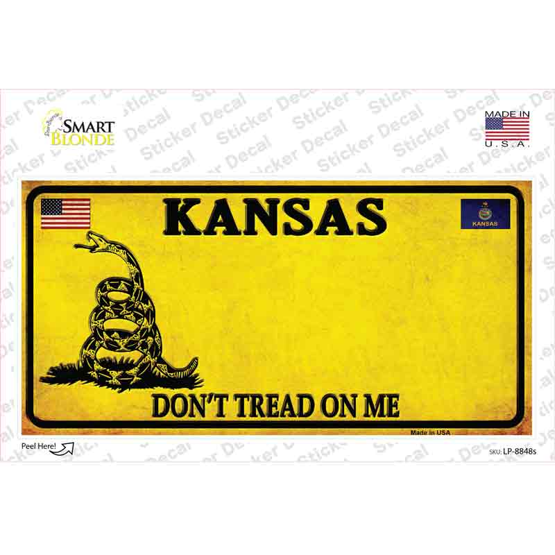 LP-8848s-M Kansas Dont Tread on Me Novelty Sticker Decal - Medium