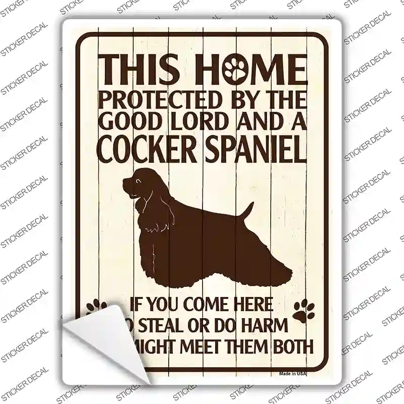 P-1676s-S Protected by A Cocker Spaniel Novelty Rectangle Sticker Decal - Small