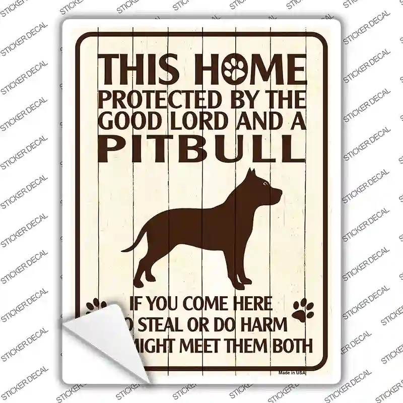 P-1684s-S Protected by A Pitbull Novelty Rectangle Sticker Decal - Small