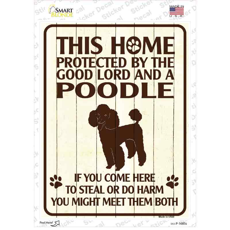 P-1685s-M Protected by A Poodle Novelty Rectangle Sticker Decal - Medium