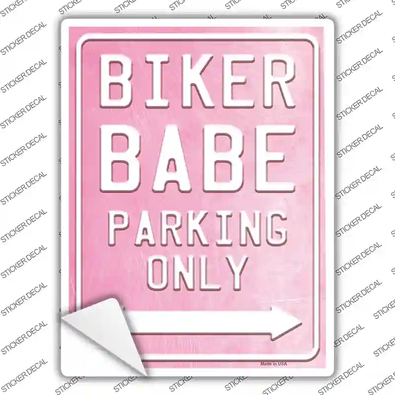 P-2513s-S Bike Babe Parking Novelty Rectangle Sticker Decal - Small