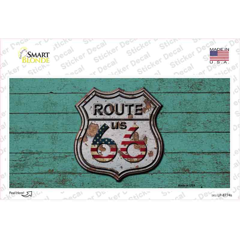 LP-8774s-M Route 66 Rusty on Wood Novelty Sticker Decal - Medium