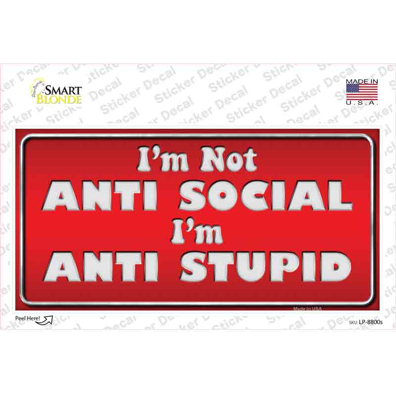 LP-8800s-M Anti Social Novelty Sticker Decal - Medium