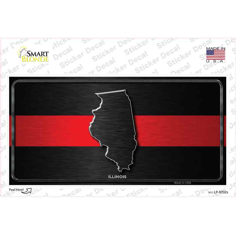 LP-9702s-M Illinois Thin Red Line Novelty Sticker Decal - Medium