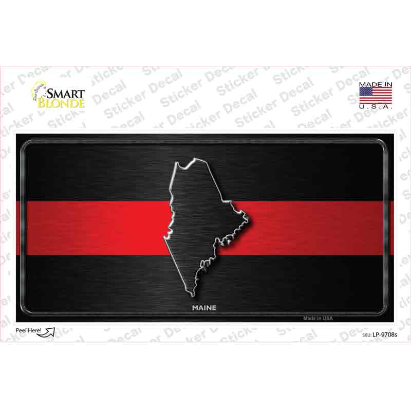 LP-9708s-M Maine Thin Red Line Novelty Sticker Decal - Medium