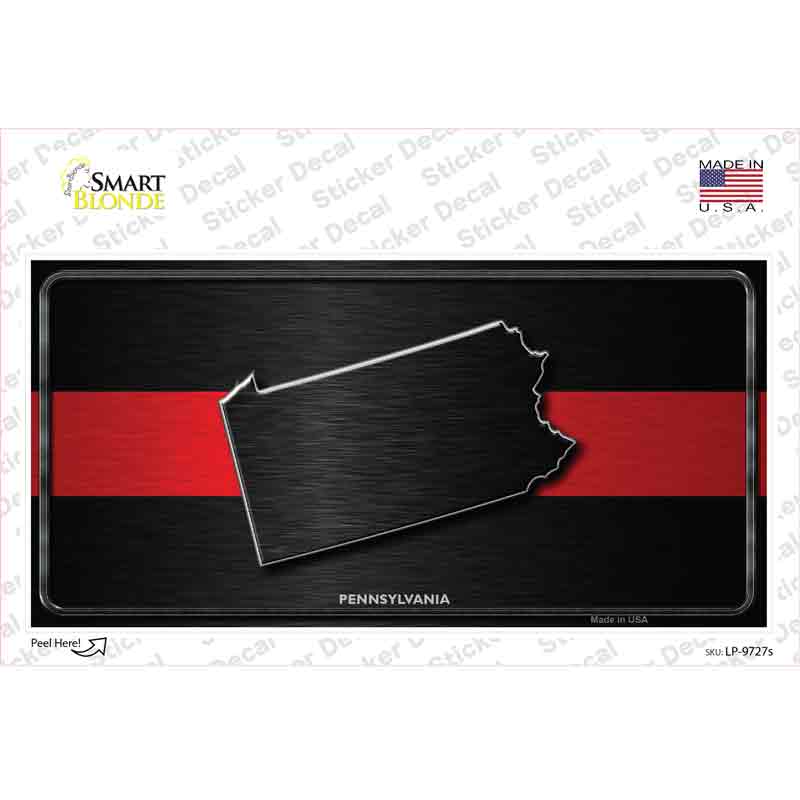 LP-9727s-M Pennsylvania Thin Red Line Novelty Sticker Decal - Medium