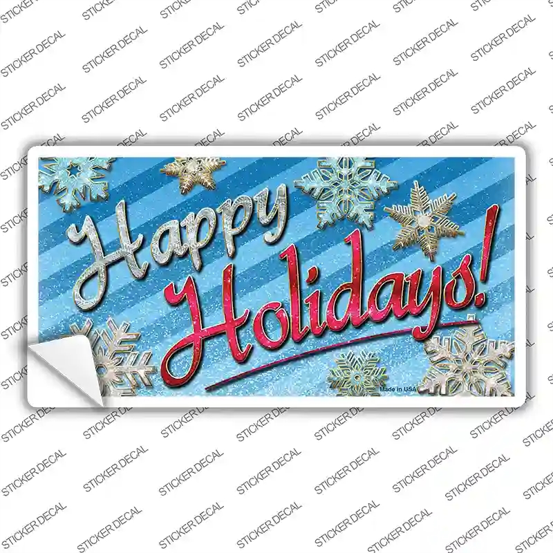 LP-9858s-S Happy Holidays Blue Novelty Sticker Decal - Small