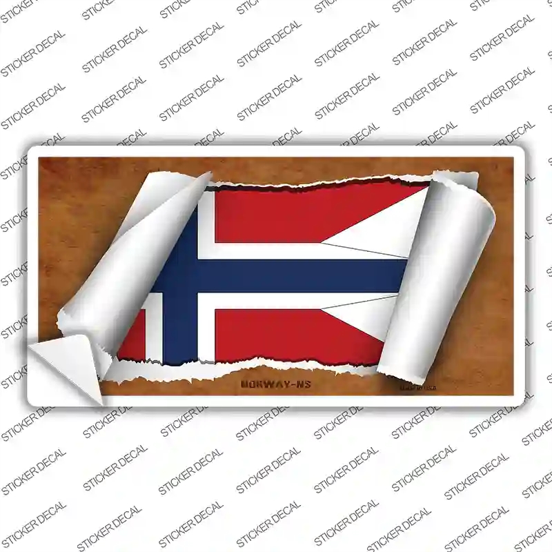 LP-9257s-XL Flag of Norway Scroll Novelty Sticker Decal - Extra Large