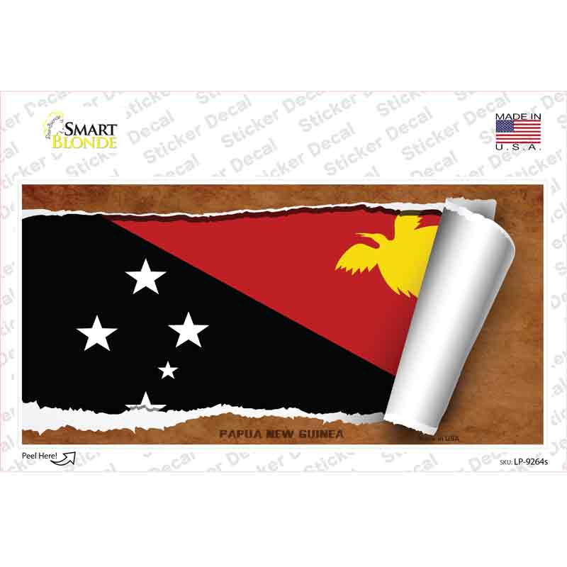 LP-9264s-M Papua   Guinea Flag Scroll Novelty Sticker Decal - Medium