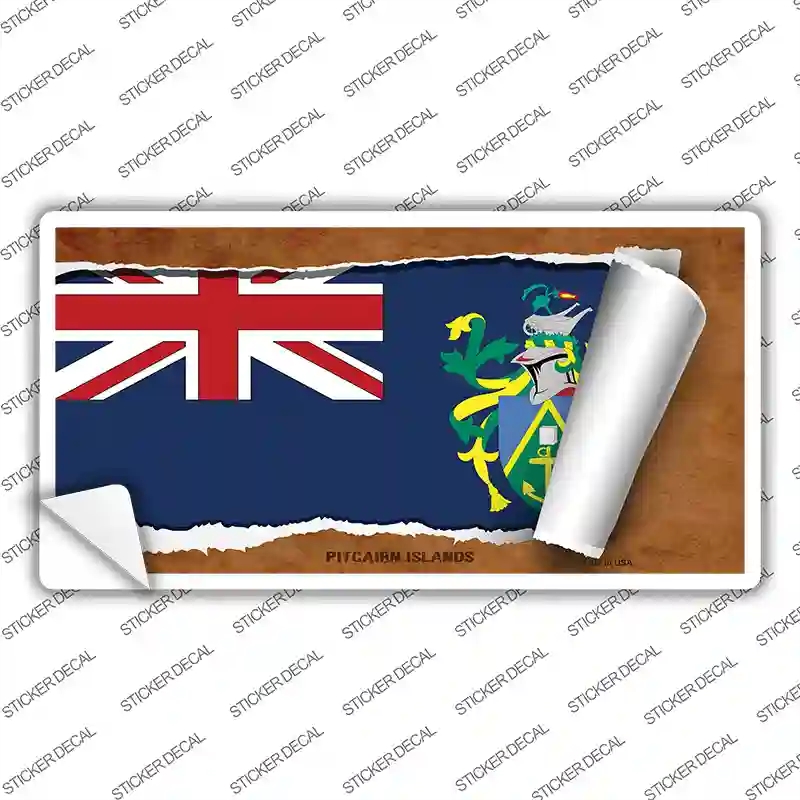 LP-9267s-L Pitcairn Islands Flag Scroll Novelty Sticker Decal - Large
