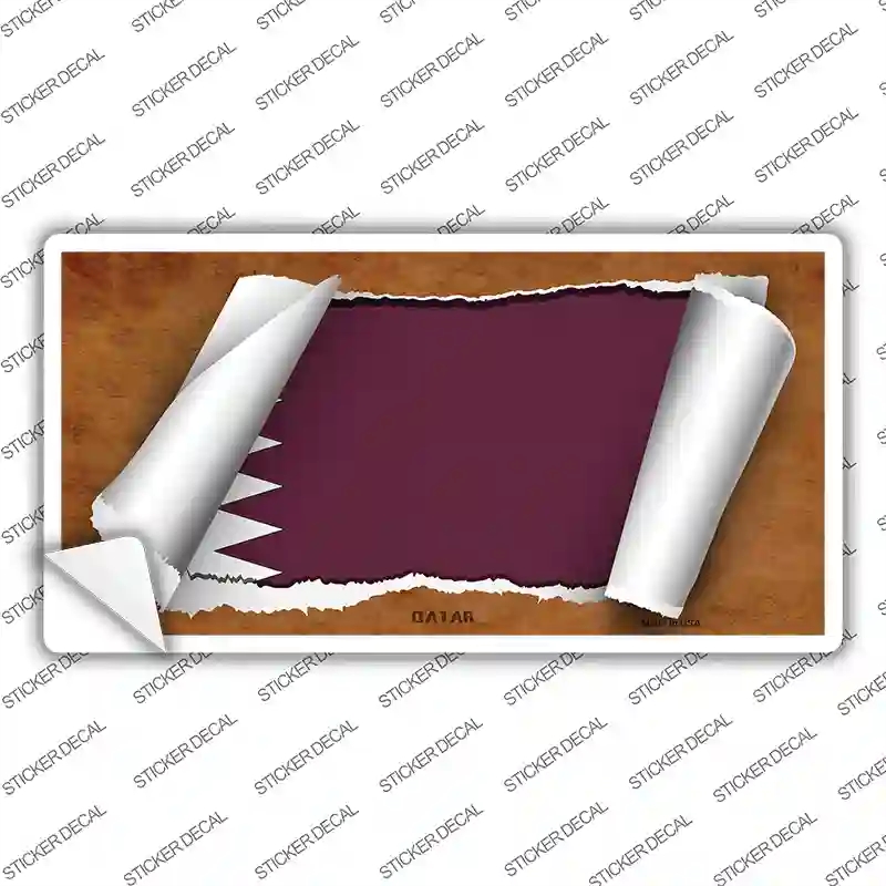 LP-9268s-XL Qatar Flag Scroll Novelty Sticker Decal - Extra Large