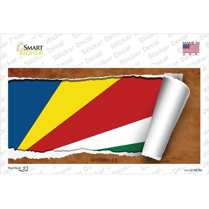 LP-9278s-M Seychelles Flag Scroll Novelty Sticker Decal - Medium