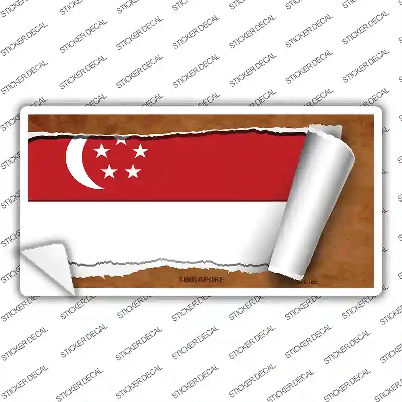 LP-9280s-S Singapore Flag Scroll Novelty Sticker Decal - Small