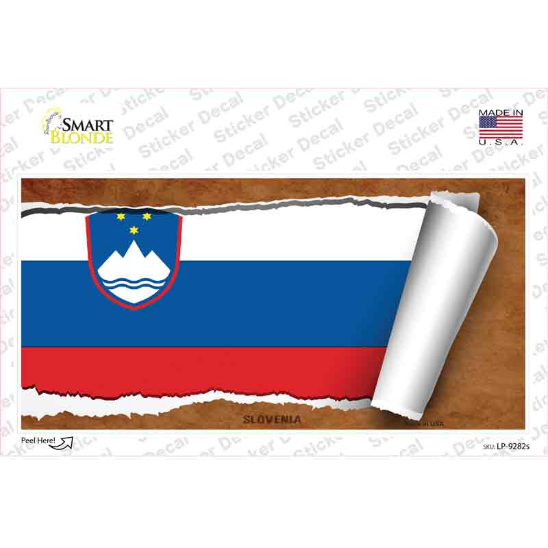 LP-9282s-M Slovenia Flag Scroll Novelty Sticker Decal - Medium