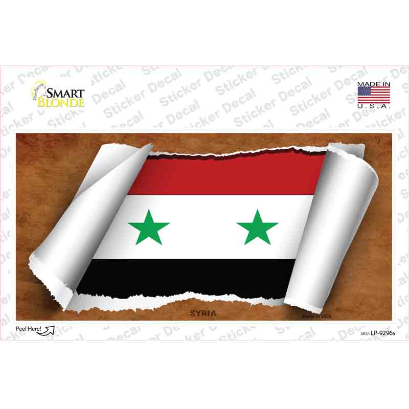 LP-9296s-M Syria Flag Scroll Novelty Sticker Decal - Medium