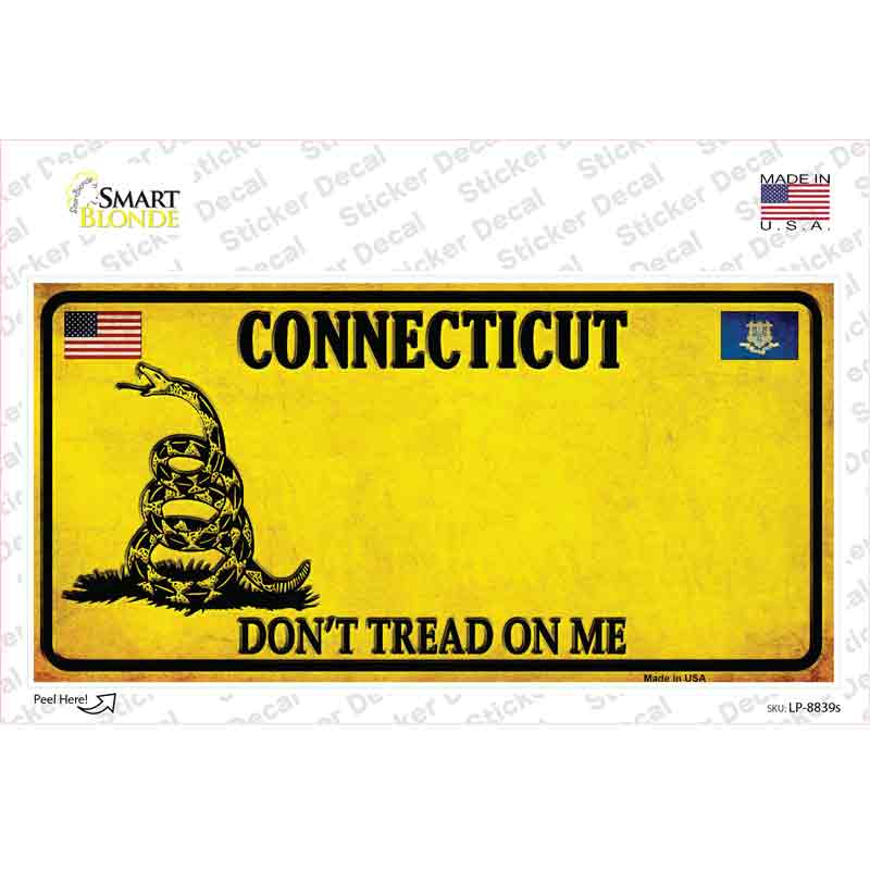 LP-8839s-M Connecticut Dont Tread on Me Novelty Sticker Decal - Medium