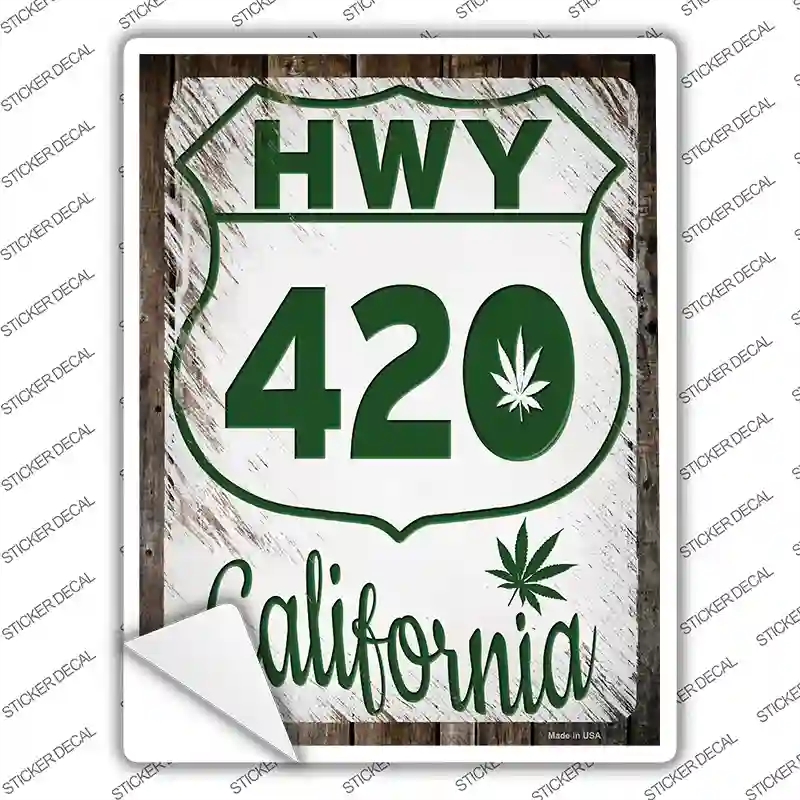 P-3260s-S HWY 420 California Novelty Rectangle Sticker Decal - Small