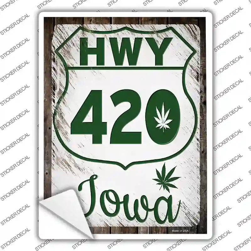 P-3270s-S HWY 420 Iowa Novelty Rectangle Sticker Decal - Small