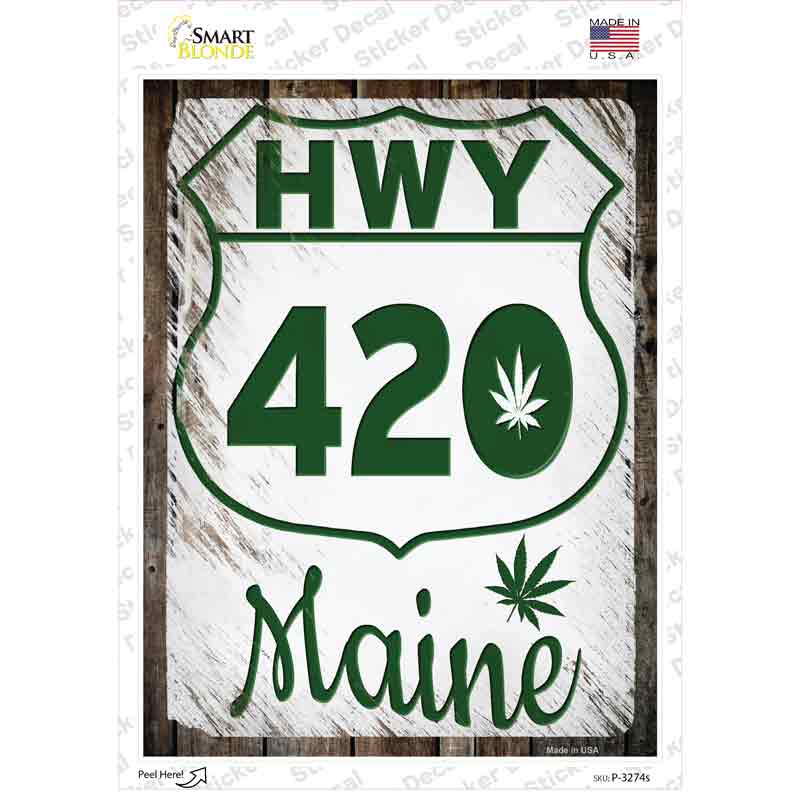 P-3274s-M HWY 420 Maine Novelty Rectangle Sticker Decal - Medium