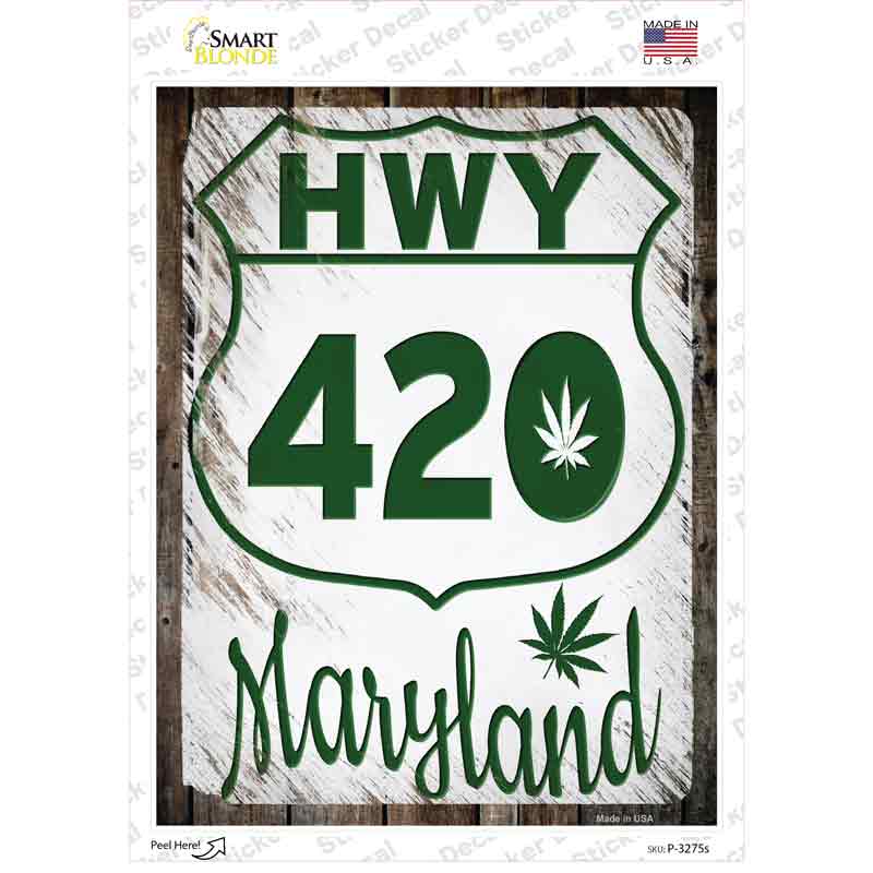 P-3275s-M HWY 420 Maryland Novelty Rectangle Sticker Decal - Medium