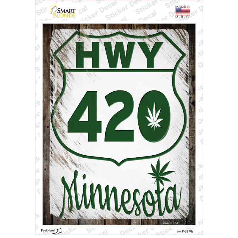 P-3278s-M HWY 420 Minnesota Novelty Rectangle Sticker Decal - Medium