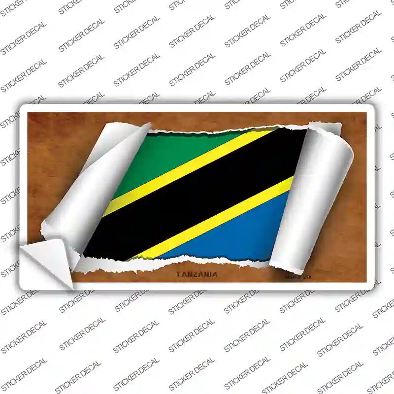 LP-9299s-XL Tanzania Flag Scroll Novelty Sticker Decal - Extra Large