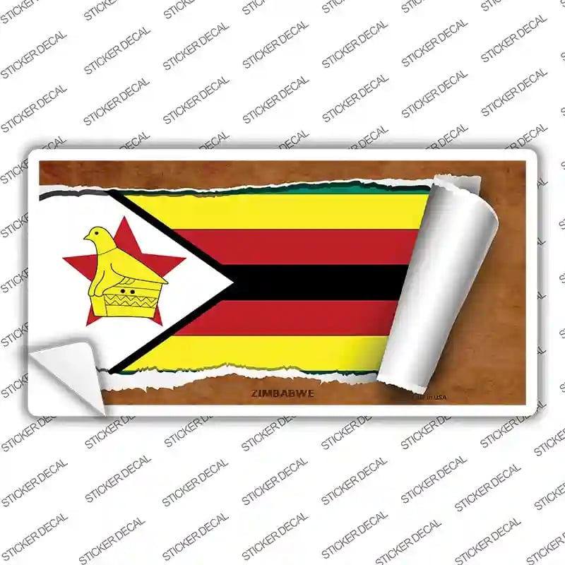 LP-9320s-S Zimbabwe Flag Scroll Novelty Sticker Decal - Small