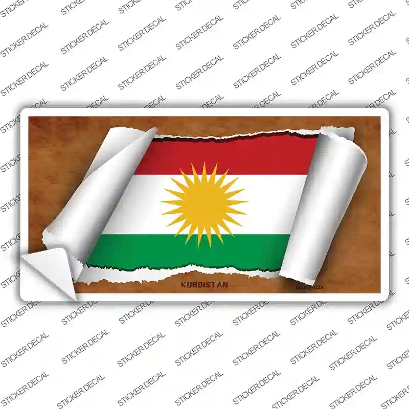 LP-9321s-S Kurdistan Flag Scroll Novelty Sticker Decal - Small