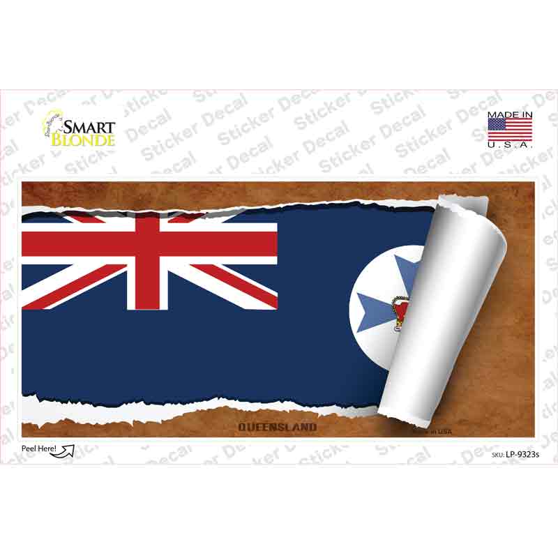 LP-9323s-M Queensland Flag Scroll Novelty Sticker Decal - Medium