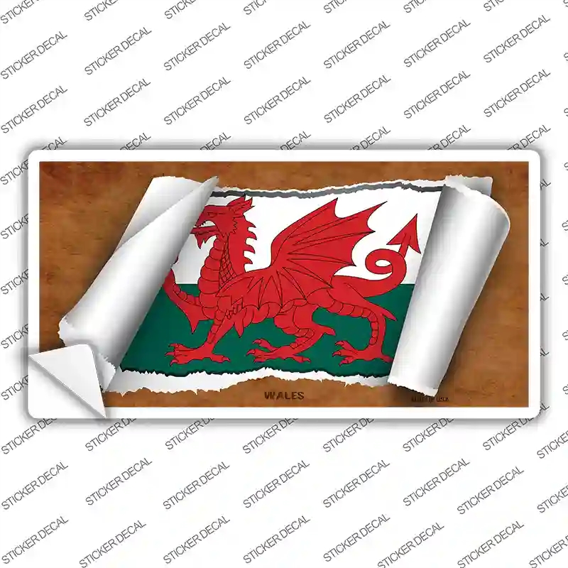 LP-9324s-L Wales Flag Scroll Novelty Sticker Decal - Large