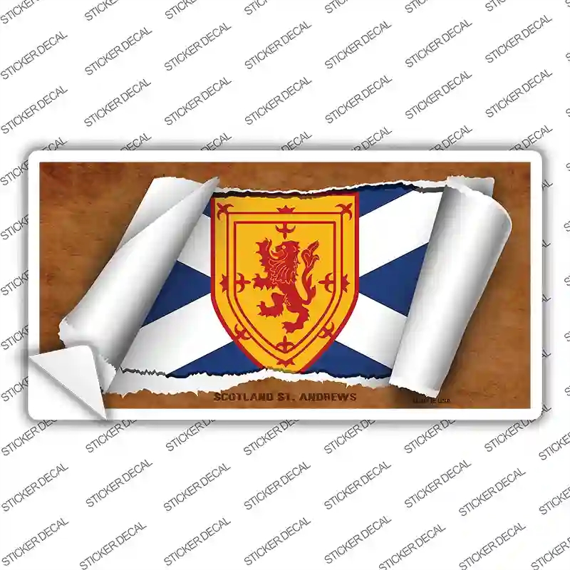 LP-9325s-S Scotland St. Andrews Flag Scroll Novelty Sticker Decal - Small