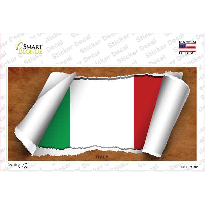 LP-9330s-M Italy Flag Scroll Novelty Sticker Decal - Medium