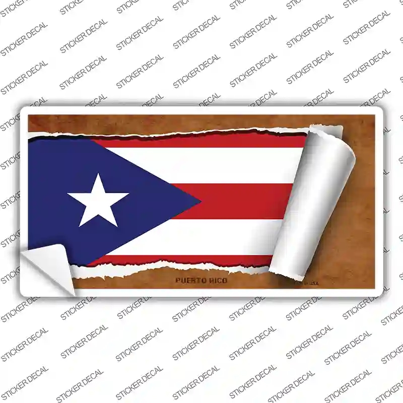 LP-9331s-L Puerto Rico Flag Scroll Novelty Sticker Decal - Large