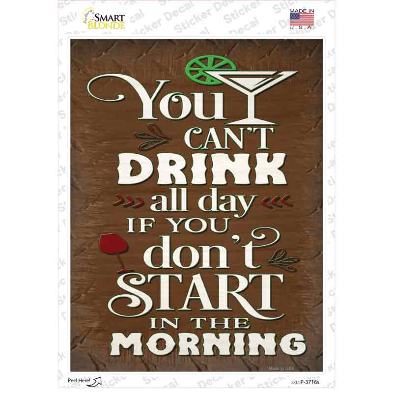 P-3716s-M Start in the Morning Novelty Rectangle Sticker Decal - Medium