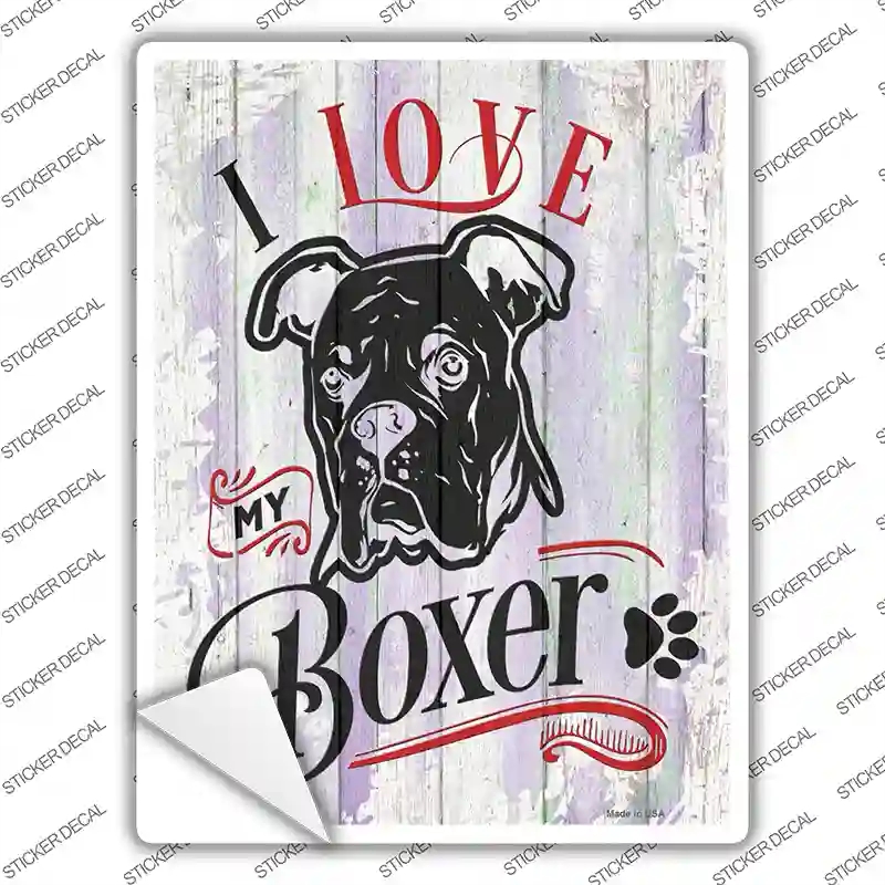 P-3784s-S I Love My Boxer Black Novelty Rectangle Sticker Decal - Small