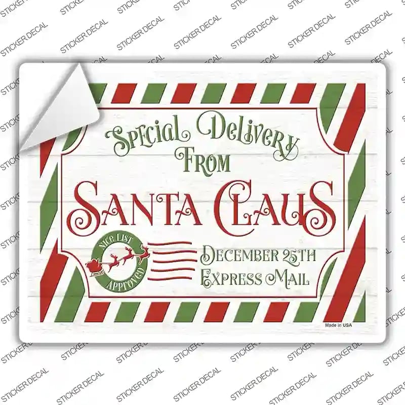 P-3898s-S Santa Claus Delivery Novelty Rectangle Sticker Decal - Small