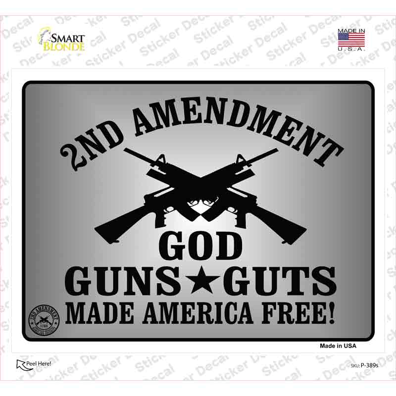 P-389s-M God Guns Guts Novelty Rectangle Sticker Decal - Medium