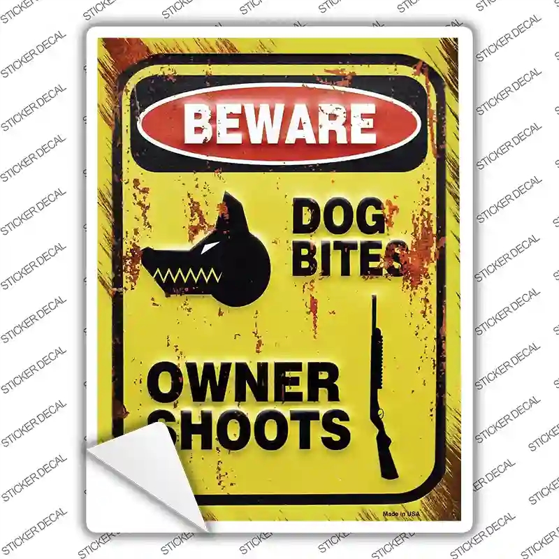 P-3803s-XL Beware Dog Bites Novelty Rectangle Sticker Decal - Extra Large