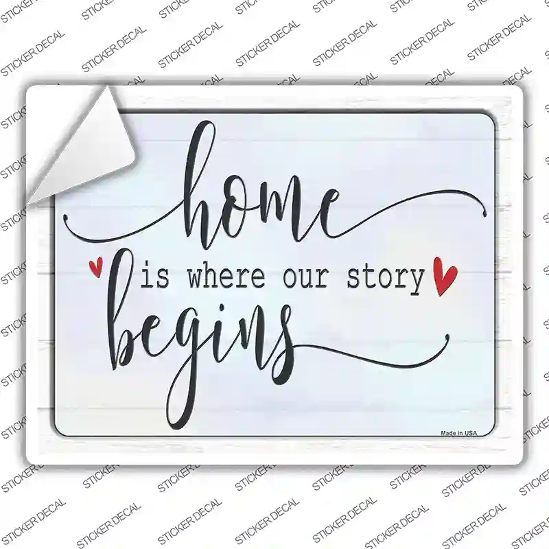 P-3807s-S Where Story Begins Novelty Rectangle Sticker Decal - Small