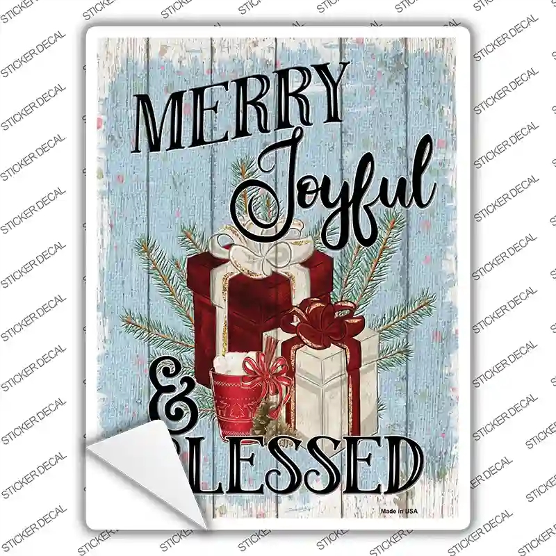 P-3904s-XL Merry Joyful Blessed Novelty Rectangle Sticker Decal - Extra Large