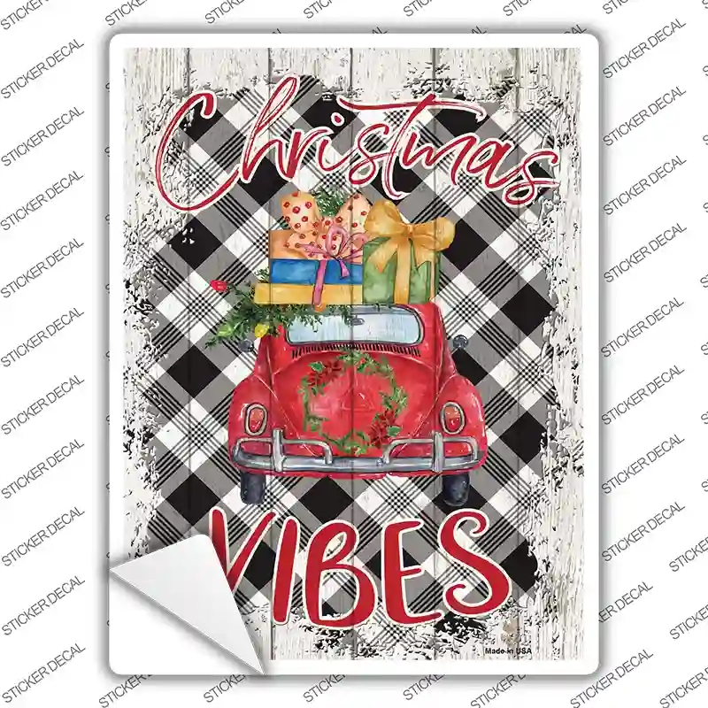P-3906s-S Christmas Vibes Car Novelty Rectangle Sticker Decal - Small