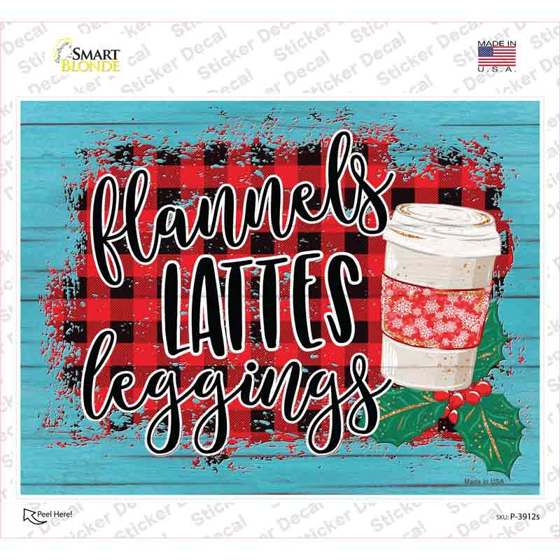 P-3912s-M Flannels Lattes Leggings Novelty Rectangle Sticker Decal - Medium