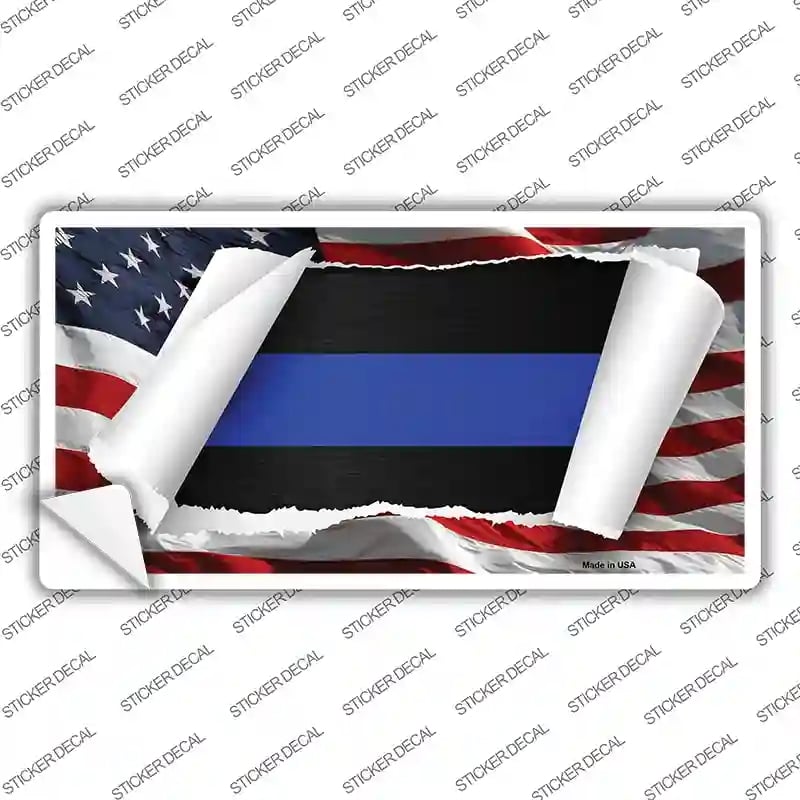 LP-9433s-XL Thin Blue Line Scroll Novelty Sticker Decal - Extra Large