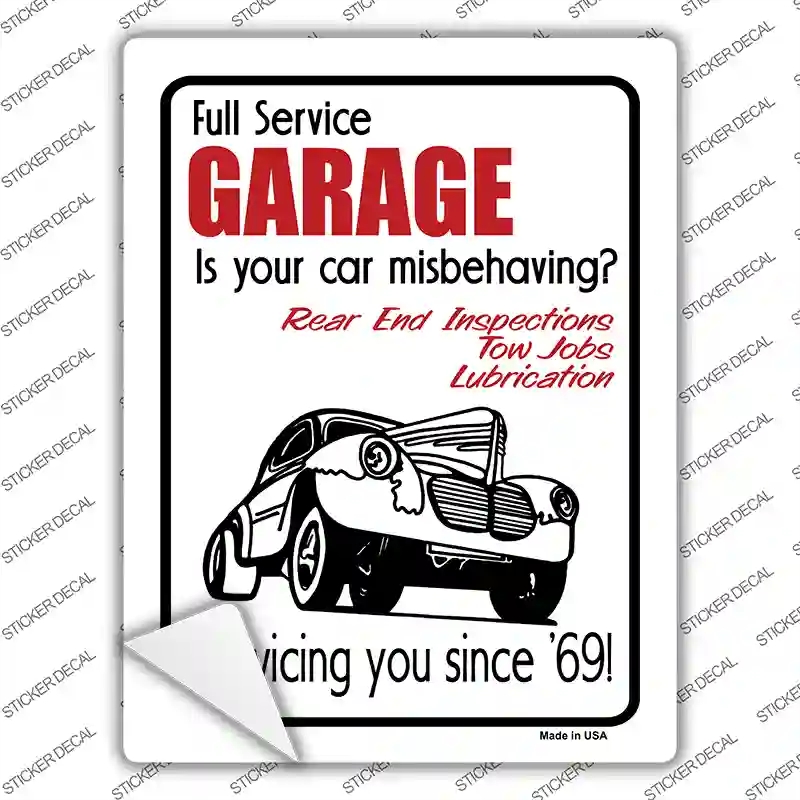 P-636s-L Full Service Garage Novelty Rectangle Sticker Decal - Large