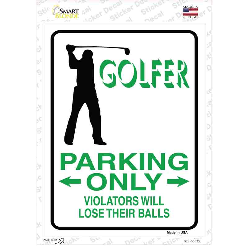 P-653s-M Golfer Only Male Novelty Rectangle Sticker Decal - Medium