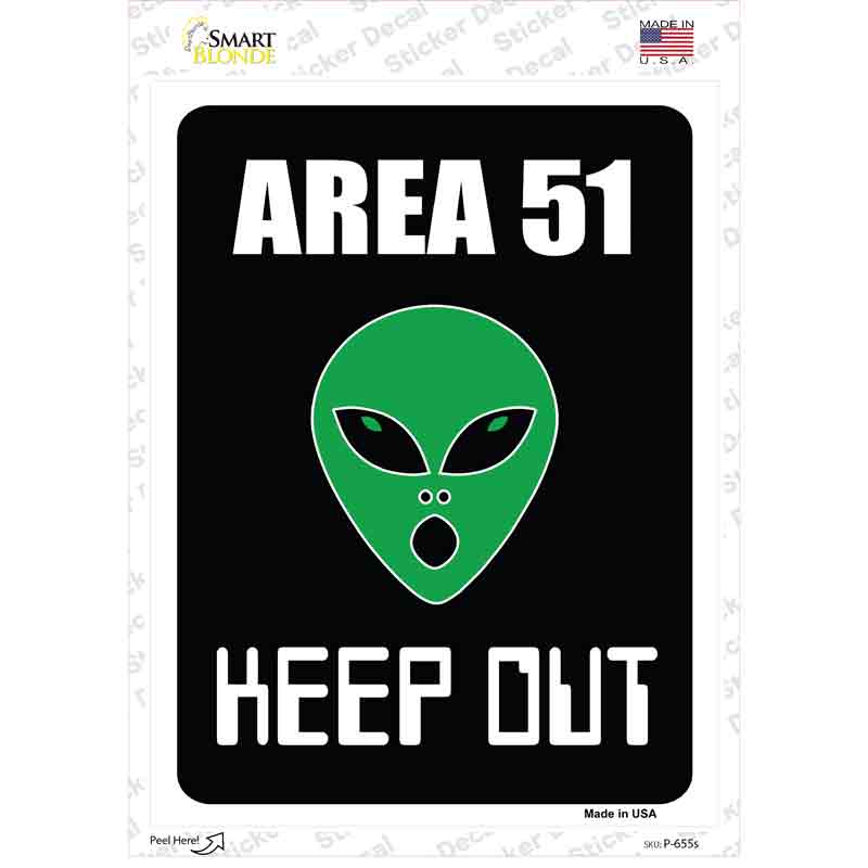 P-655s-M Area 51 Keep Out Novelty Rectangle Sticker Decal - Medium